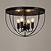 KunMai Rustic Black Metal Round Cage Semi Flush Mount Ceiling Light Fixture with 4 Candelabra Shaped Lights