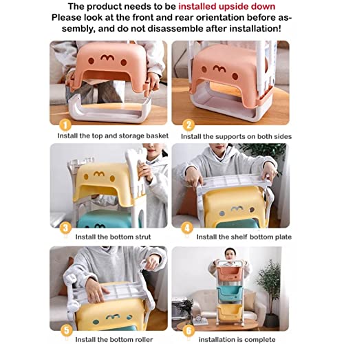 AM ANNA 4 Tier Toy Organizers and Storage Bins on Wheels, Kids Storage Organizer for Toys, Toddler Bedroom Furniture for Toys, Toiletries, Storage Organizer Toy Bins for Kids (4 Tier)