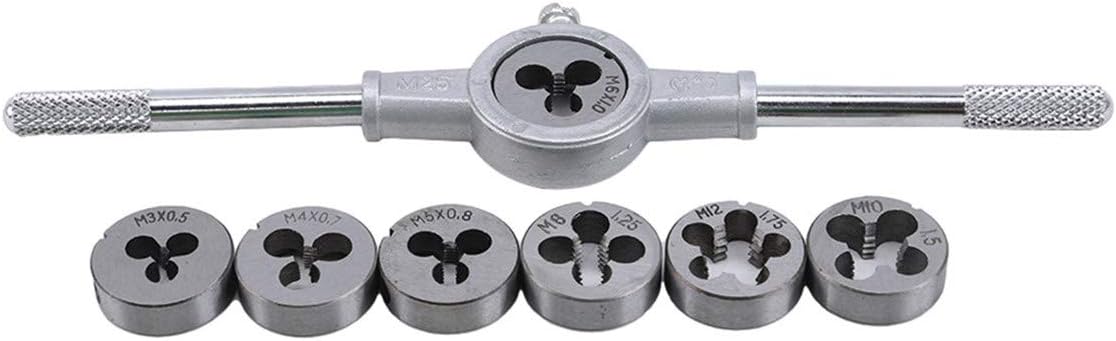 RUJFISH 8PCS Metric Alloy Steel Tap and Die Set T-Handle Wrench Tackle Hand Metric Tap Tool Set M3 M4 M5 M6 M8 M10 M12