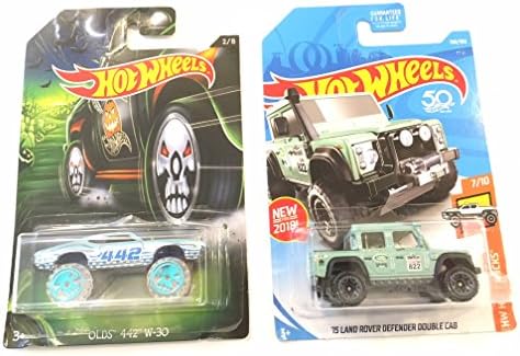 Halloween Hot Wheels 2017 OLDS 442 4X4 SKULL WHEELS & LAND ROVER DEFENDER