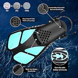 Felnats Swim Fins Open Heel, Adjustable and Light