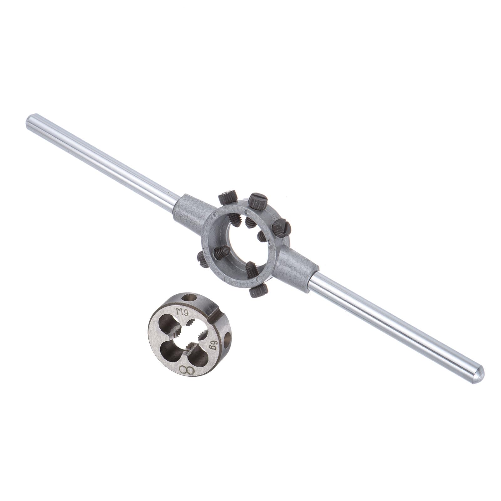 CoCud Die Stock Handle Set, M9x1.25 Thread Die & Fit 25mm OD / M7-M9 Die Wrench Tool Kit - (Applications: for Threading Repairing), 1-Set