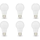 Amazon Basics 60W Equivalent, Daylight, Dimmable, 10,000 Hour Lifetime, A19 LED Light Bulb | 6-Pack