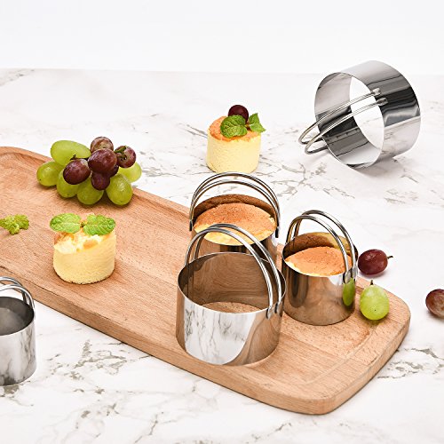 MASGALACC Pastry Scraper Biscuit Cutter Set (5 Pieces/Set) Stainless Steel Dough Blenders Round Cookie Cutter Set Multipurpose Scraper for Baking Pastry