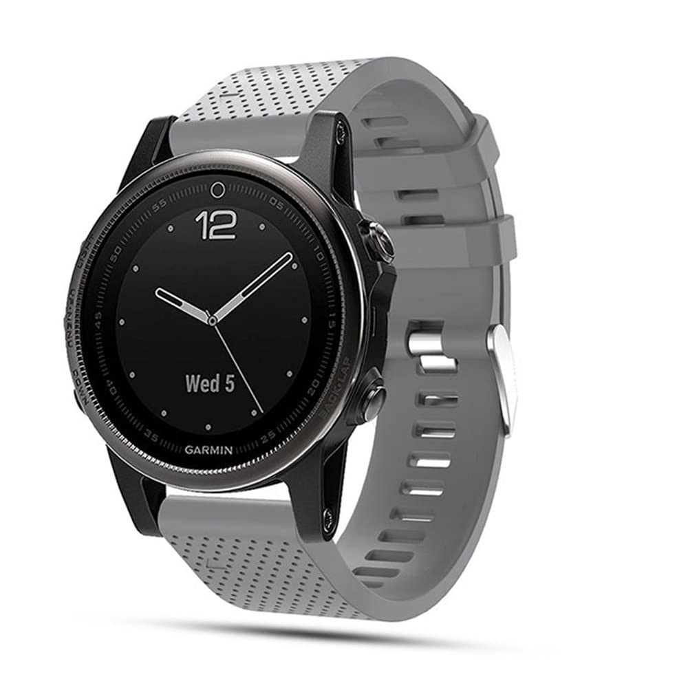 TOPsic Compatible Fenix 5S Straps, Soft Silicone Quick Install Wrist Watch Strap for Fenix 5S Plus Multisport GPS Watch