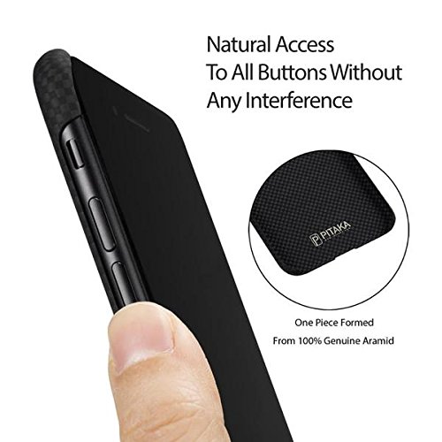 Pitaka Aramid Case/Back Cover with Tempered Glass, Embedded Metal Plates and Wireless Charging Friendly for iPhone 8/7 P