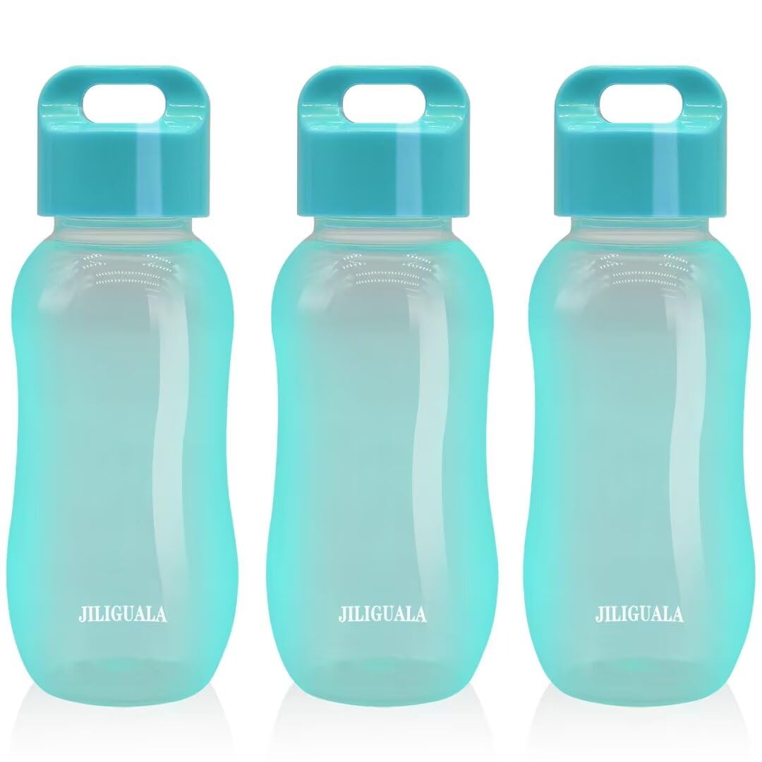 JILIGUALA Plastic Coffee Travel Mugs Water Bottle Sports Water Bottle Cup for Milk, Coffee, Tea, Juice Size 350ml (12oz), Blue Pack of 3