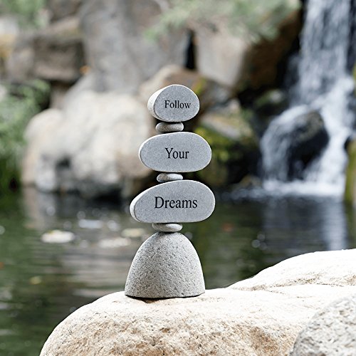 Follow Your Dreams Engraved Stone Engraved Cairn Sculptures 12" Rock Cairn Zen Garden -