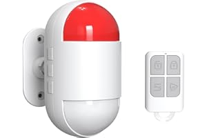 STECHRO Motion Sensor Alarm, PIR Indoor Motion Detector with Siren, 125dB Motion Detector with Remote Control(White)