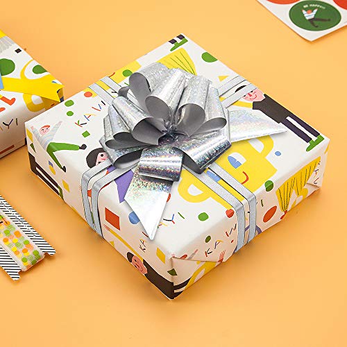 24PCS Gift Pull Bows- 4" Wide,6 Colors Gift Wrapping Christmas Wedding Valentine's Day Present Decoration Pull Bows