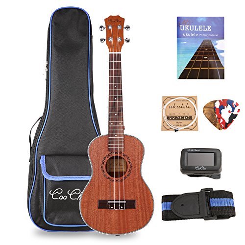 Noeler Mahogany Tennor Ukulele Starter Package-Sponge Gigbag, Capo, Tuner, Strings, Song Book, Strap, Picks, Cleaning Cloth