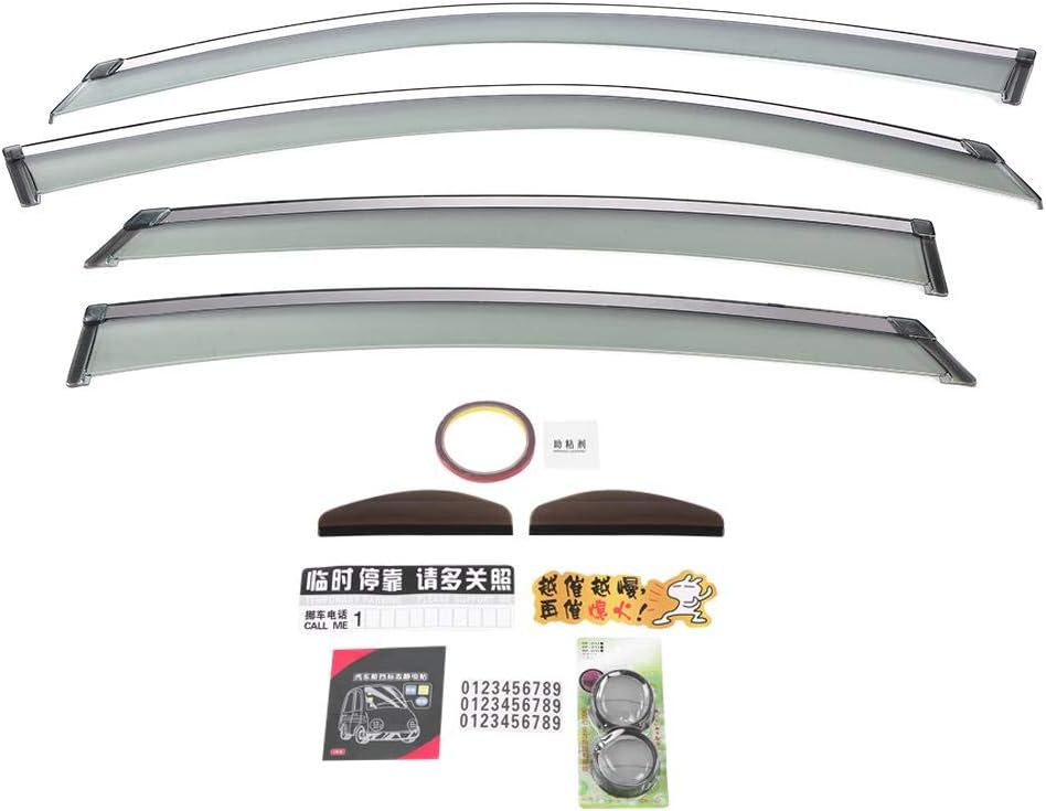 Hlyjoon 4Pcs Car Side Window Visors Deflector Auto Sun Rain Shade Wind Guard Smoke Tinted ABS Plastic Vent Deflectors Weather Shield Protector for Civic JDM Mugen Style 2016 2017 2018