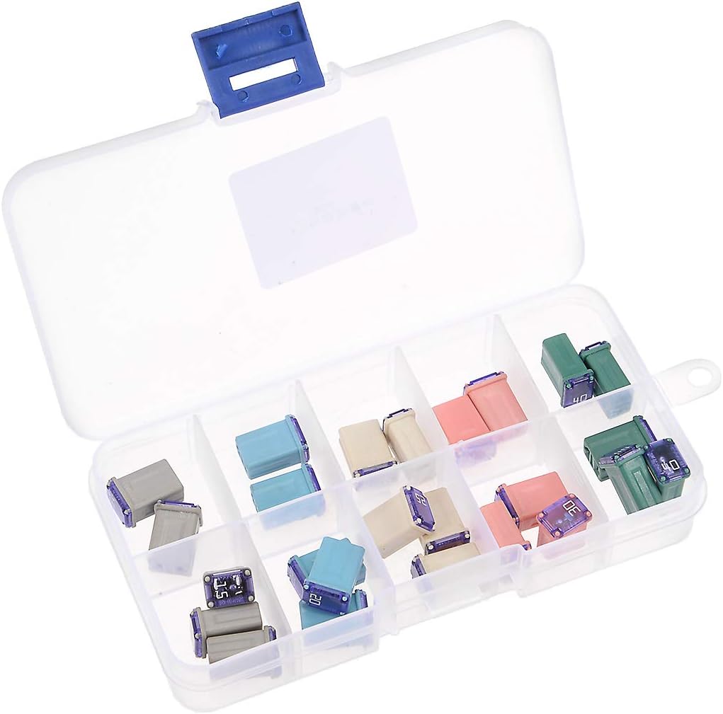 sourcing map Automotive Mini Cartridge Fuse Set 32V 15A 20A 25A 30A 40A Female Terminal for Car Truck Vehicle 25pcs