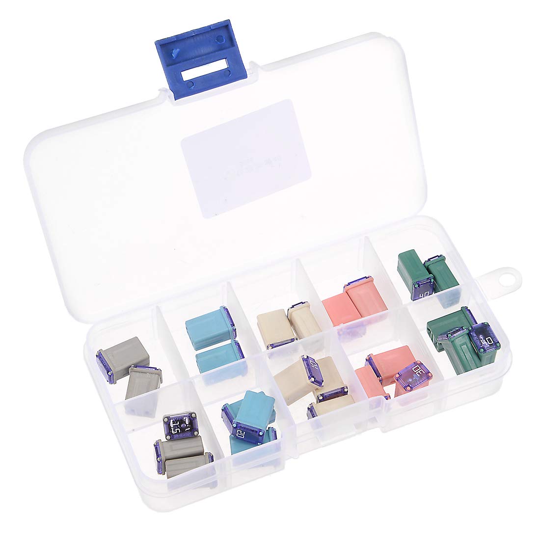 sourcing map Automotive Mini Cartridge Fuse Set 32V 15A 20A 25A 30A 40A Female Terminal for Car Truck Vehicle 25pcs