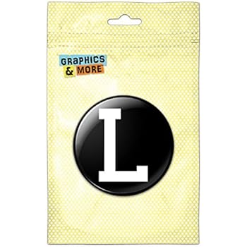 Letter L Initial Black White Kitchen Refrigerator Locker Button Magnet - 1 Inch Diameter