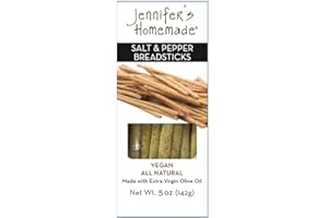 JENNIFER'S HOMEMADE JENNIFERS HOMEMADE Salt & Pepper Breadsticks, VEGAN All Natural, Made with extra virgin olive oil, Crunchy and delicious snack, 5 OZ