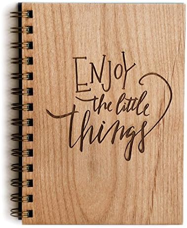 Enjoy the Little Things Laser Cut Wood Journal (Notebook / Birthday Gift / Gratitude Journal / Handmade)