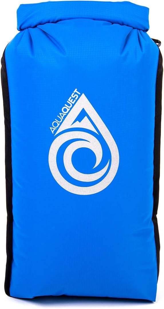 Aqua Quest Sea View Dry Bags - 5, 10, 20, 30L or 4pc Set Waterproof Drybags - Clear Window, Lightweight, Roll Top - Blue