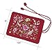 SuoSuo Jewelry Roll,Travel Jewelry Roll Bag,Wine Red Silk Embroidery Brocade Jewelry Organizer Case with Tie Close