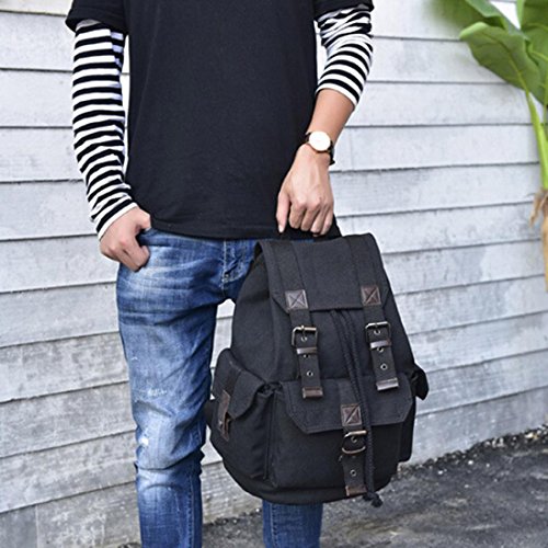 Hot Sale! Clearance! Men Bag,Todaies Men's Women'sTravel Canvas Backpack Rucksack School Satchel Hiking Bag 2018 (30cm(L)43cm(H)20cm(W), Black)