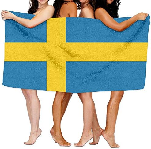 Beach Towel Flag Of Sweden 80" X 130" Soft Lightweight Absorbent For Bath Swimming Pool Yoga Pilates Picnic Blanket Towels