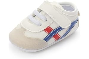 SABATUTU Baby Boys Girls Leather PRE-Walking Sneakers Toddler Anti-Slip Rubber Sole Infant Lightweight First Step Shoes