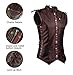 Charmian Men's Spiral Steel Boned Victorian Steampunk Gothic Retro Stripe Waistcoat Vest with Chain Brown X-Large