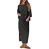 Pungdra Womens 2 Piece Skirt Set for Women Oversized Top and Maxi Skirt Lounge Sets Fall Going Out Matching Outfits