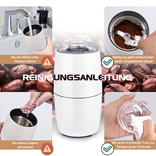 Kaffeemühle Elektrische, Hochwertigem Kaffeemühle mit Lebensmittelqualität Edelstahlmesser für Kaffeebohnen Nüsse… – Bild 5