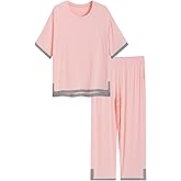 Latuza Women's Petite Pajama Lounge Sets Viscose Petite Length Half Sleeve Pjs