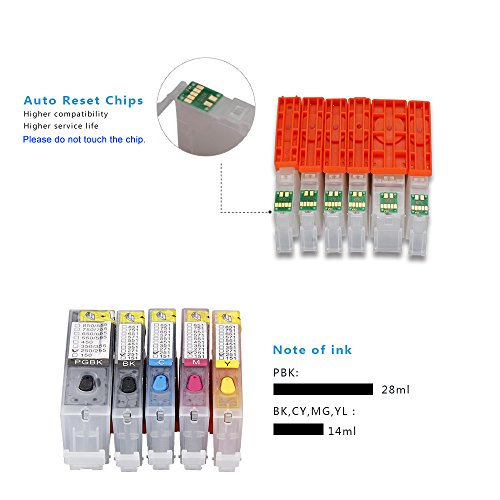 Aomya 5 Pack PGI-250 CLI-251 Refillable Ink Cartridge Full Ink with Auto Reset Chip Replacement for Canon Pixma IP8720 iX6820 MG7520 MG5500 MX922 MX920(1 PGBK, 1 Black, 1 Cyan, 1 Magenta, 1 Yellow) - Thumbnail 5
