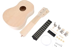 DIY Ukulele Kit, Handmake Wooden Soprano Hawaii Ukulele Paintable Wood Concert Bass Musical Instrument Guitar Crafts Installa