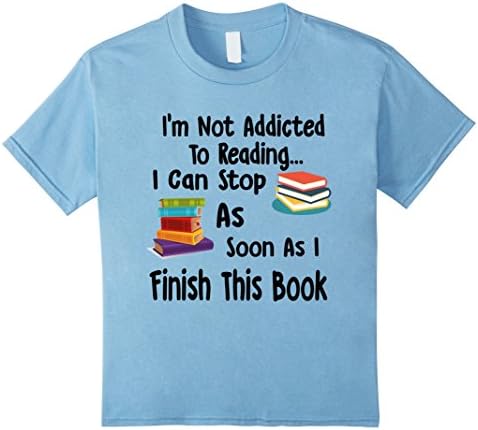 unisex-child Book Addicted shouting out reading Passion T-Shirt 4 Baby Blue