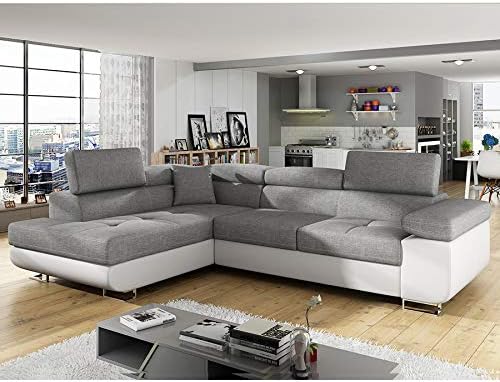 Kasalinea Canape D Angle Convertible Gris Et Blanc Liam 4 2