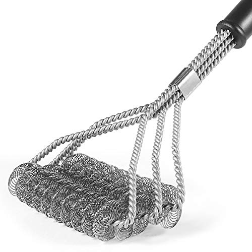 Lambow Grill Brush - Bristle Free Barbecue Brush - Stainless Steel BBQ Cleaner Safe for for Porcelain, Ceramic, Steel, Iron - Great Grilling Accessories (Newest Version)