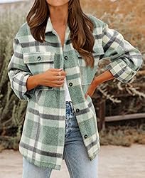BTFBM Women's Long Sleeve Button Down Jackets Plaid