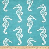 Premier Prints Sea Horse Slub Blue Fabric By The Yard