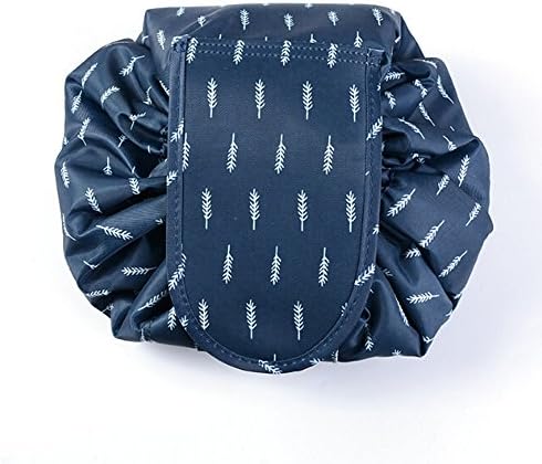 Lazy Drawstring Cosmetic Bag Large Capacity Portable Travel Cosmetic Bag Makeup Pouch Travel Storage Bag - Dark Blue