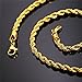 U7 Jewelry 3mm Rope Chain 18K Real Gold Plated Diamond Cut Twisted Rope Chain Necklace for Men Women, 26 Inch