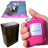 Pocket Blanket by Treadway: Over 6ft x 4ft, fold any way to repack, 6 pockets, 4 stake loops, Ultra-lightweight, water-repellent, carabiner included. Camping/Beach/Picnic blanket. (Pink)