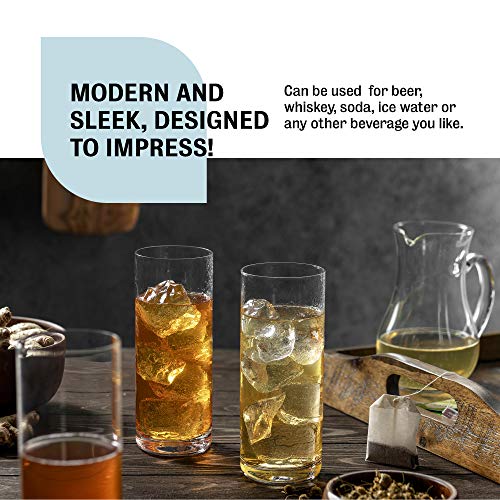 Durable Drinking Glasses [Set of 6 | 16 Ounces]Clear Water Glass Cups ...