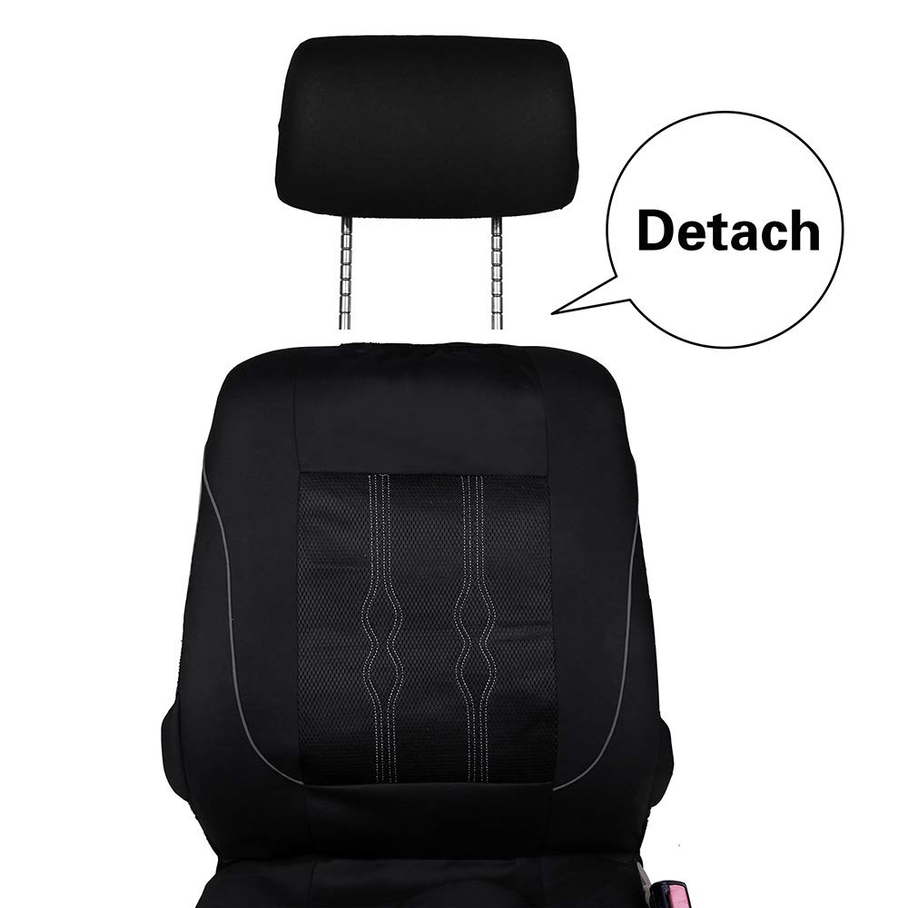 SCITOO Universal Gray Car Seat Cover W/Headrest 9PCS Breathable