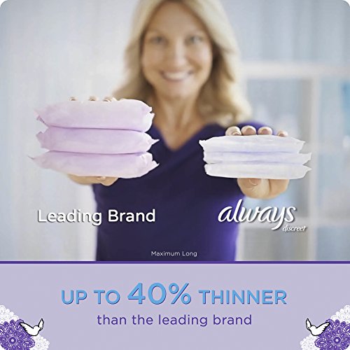 ALWAYS DISCREET INCONTINENCE PADS FOR WOMEN, HEAVY ABSORBENCY, LONG LENGTH, 39 COUNT