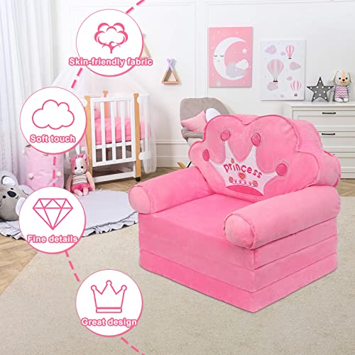 harhoers Kids Couch Fold Out,Foldable Kids Sofa Toddler for Bedroom,Toddler Couch Bed for Girl