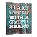 Stonebriar Rustic Wooden Worn Turquoise Inspirational Grateful Heart Wall Art with 3 Decorative Hooks