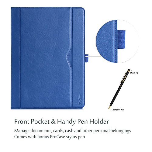 Apple iPad Pro 12.9 Case - ProCase Leather Stand Folio Case Cover for iPad Pro 12.9 Inch (Both 2017 and 2015 Models), with Multiple Viewing Angles, Auto Sleep/Wake, Apple Pencil Holder -Navy Blue