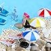 Tinksky Beach Sun Umbrella Miniature Landscape Bonsai Dollhouse Garden DIY Decor (Blue)