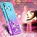 Wallme Samsung Galaxy A20 Case/A30 Phone Case W/Tempered Glass Screen Protector[2 Pack],Glitter Diamond Cute Hearts Flowing Sparkle Bling Bling Case for Girls/Women-Teal/Purple
