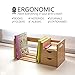 IDK Luxury Wooden Bamboo Desk Organizer with Two Drawers Three Expandable Book& File Shelves - Great for Home tabletop, Office Bookshelf, Accessories& Counter tables
