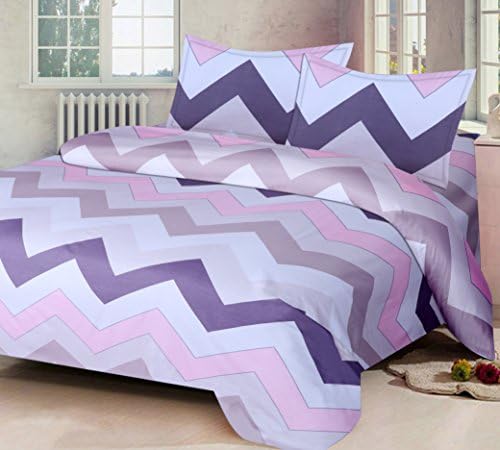 Home Candy 120 TC Microfiber Geometric Double Bed Sheet with 2 Pillow Covers